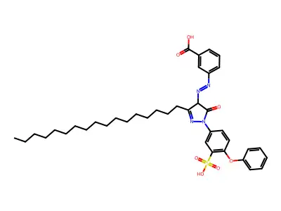 3-{(E)-[3-heptadecyl-5-oxo-1-(4-phenoxy-3-sulfophenyl)-4,5-dihydro-1H-pyrazol-4-yl]diazenyl}benzoic acid structure