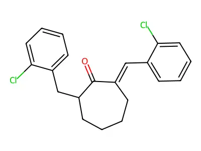 2-[(2-Chlorophenyl)methyl]-7-[(2-chlorophenyl)methylidene]cycloheptan-1-one structure