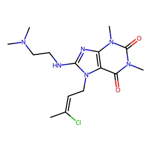 7-(3-chlorobut-2-enyl)-8-(2-dimethylaminoethylamino)-1,3-dimethylpurine-2,6-dione structure
