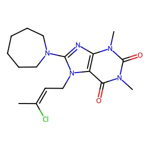 8-(1-Azepanyl)-7-(3-CL-2-butenyl)-1,3-dimethyl-3,7-dihydro-1H-purine-2,6-dione structure