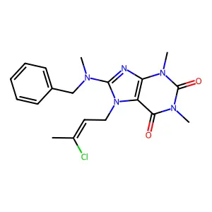 8-[benzyl(methyl)amino]-7-(3-chlorobut-2-enyl)-1,3-dimethylpurine-2,6-dione structure