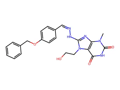 7-(2-hydroxyethyl)-3-methyl-8-[2-[(4-phenylmethoxyphenyl)methylidene]hydrazinyl]purine-2,6-dione structure