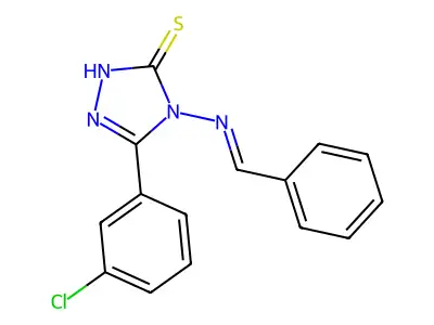 4-(benzylideneamino)-3-(3-chlorophenyl)-1H-1,2,4-triazole-5-thione structure