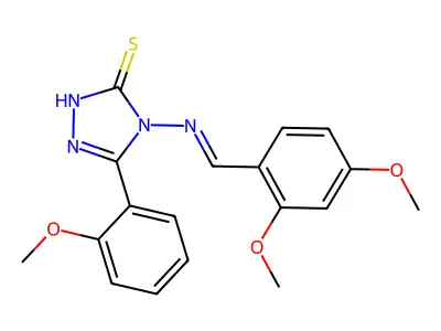 4-[[(2,4-Dimethoxyphenyl)methylene]amino]-2,4-dihydro-5-(2-methoxyphenyl)-3H-1,2,4-triazole-3-thione structure