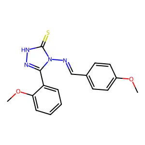 2,4-Dihydro-5-(2-methoxyphenyl)-4-[[(4-methoxyphenyl)methylene]amino]-3H-1,2,4-triazole-3-thione structure
