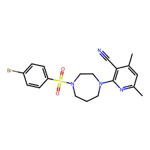 2-{4-[(4-Bromophenyl)sulfonyl]-1,4-diazepan-1-yl}-4,6-dimethylnicotinonitrile structure