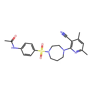 N-(4-{[4-(3-cyano-4,6-dimethyl-2-pyridinyl)-1,4-diazepan-1-yl]sulfonyl}phenyl)acetamide structure