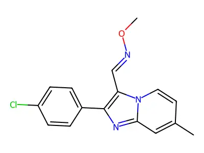 1-[2-(4-chlorophenyl)-7-methylimidazo[1,2-a]pyridin-3-yl]-N-methoxymethanimine structure