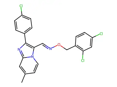 1-[2-(4-chlorophenyl)-7-methylimidazo[1,2-a]pyridin-3-yl]-N-[(2,4-dichlorophenyl)methoxy]methanimine structure