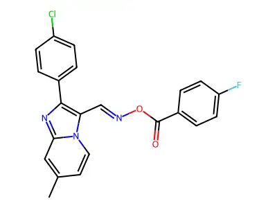 [[2-(4-chlorophenyl)-7-methylimidazo[1,2-a]pyridin-3-yl]methylideneamino] 4-fluorobenzoate structure