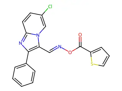 [(6-chloro-2-phenylimidazo[1,2-a]pyridin-3-yl)methylideneamino] thiophene-2-carboxylate structure