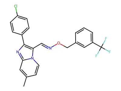 1-[2-(4-chlorophenyl)-7-methylimidazo[1,2-a]pyridin-3-yl]-N-[[3-(trifluoromethyl)phenyl]methoxy]methanimine structure