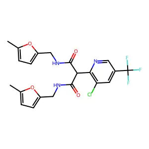 2-[3-chloro-5-(trifluoromethyl)pyridin-2-yl]-N,N'-bis[(5-methylfuran-2-yl)methyl]propanediamide structure
