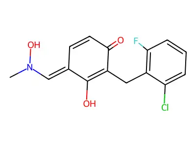 {(Z)-[3-(2-chloro-6-fluorobenzyl)-2,4-dihydroxyphenyl]methylidene}(methyl)ammoniumolate structure