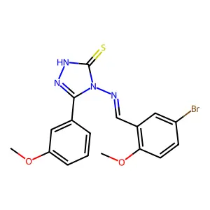 4-[[(5-Bromo-2-methoxyphenyl)methylene]amino]-2,4-dihydro-5-(3-methoxyphenyl)-3H-1,2,4-triazole-3-thione structure