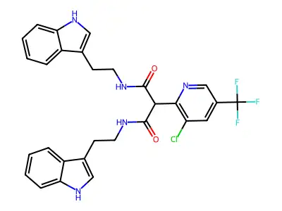2-[3-chloro-5-(trifluoromethyl)pyridin-2-yl]-N,N'-bis[2-(1H-indol-3-yl)ethyl]propanediamide structure