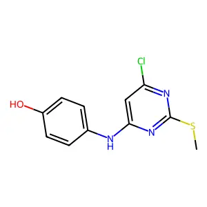 4-{[6-Chloro-2-(methylsulfanyl)-4-pyrimidinyl]amino}benzenol structure