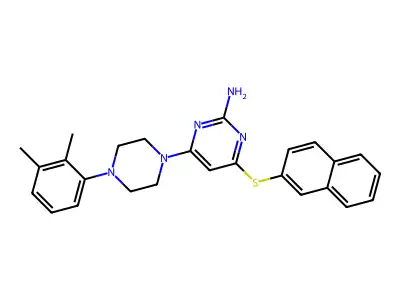4-[4-(2,3-Dimethylphenyl)piperazino]-6-(2-naphthylsulfanyl)-2-pyrimidinamine structure