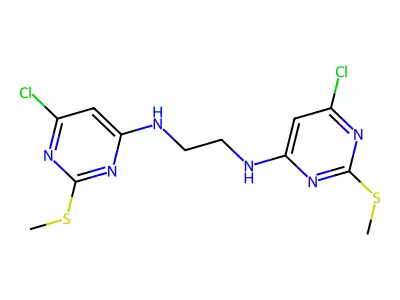 N~1~,N~2~-bis[6-chloro-2-(methylsulfanyl)-4-pyrimidinyl]-1,2-ethanediamine structure
