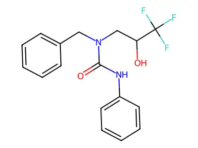 1-Benzyl-3-phenyl-1-(3,3,3-trifluoro-2-hydroxypropyl)urea structure