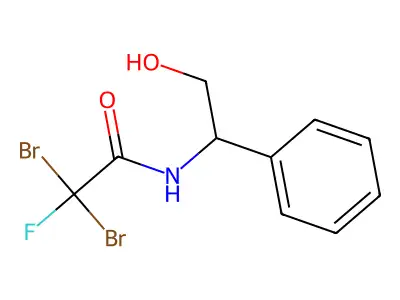 2,2-dibromo-2-fluoro-N-(2-hydroxy-1-phenylethyl)acetamide structure