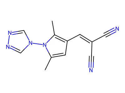 2-{[2,5-dimethyl-1-(4H-1,2,4-triazol-4-yl)-1H-pyrrol-3-yl]methylene}malononitrile structure
