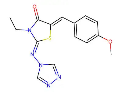3-ethyl-5-[(4-methoxyphenyl)methylidene]-2-(1,2,4-triazol-4-ylimino)-1,3-thiazolidin-4-one structure