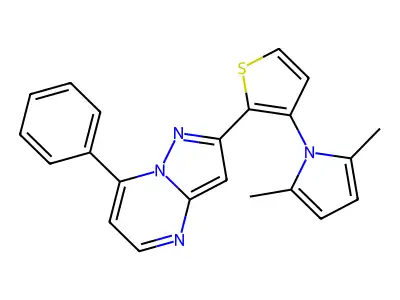 2-[3-(2,5-dimethyl-1H-pyrrol-1-yl)-2-thienyl]-7-phenylpyrazolo[1,5-a]pyrimidine structure