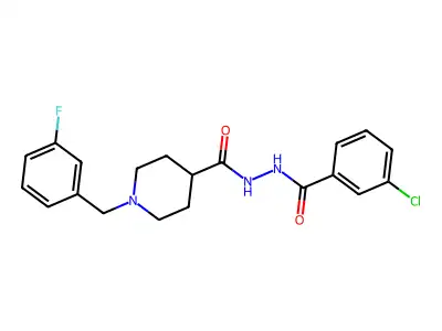 3-chloro-N'-{[1-(3-fluorobenzyl)-4-piperidinyl]carbonyl}benzenecarbohydrazide structure