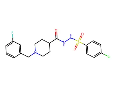 4-chloro-N'-{[1-(3-fluorobenzyl)-4-piperidinyl]carbonyl}benzenesulfonohydrazide structure