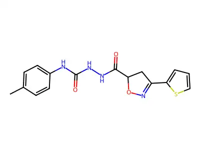 N-(4-methylphenyl)-2-{[3-(2-thienyl)-4,5-dihydro-5-isoxazolyl]carbonyl}-1-hydrazinecarboxamide structure