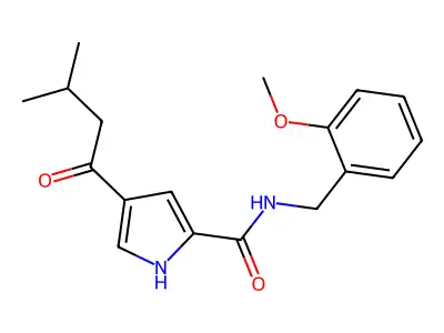 N-[(2-methoxyphenyl)methyl]-4-(3-methylbutanoyl)-1H-pyrrole-2-carboxamide structure