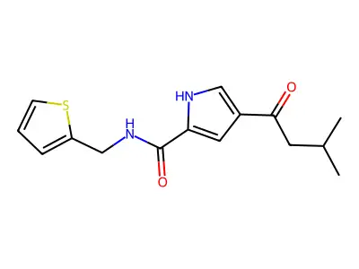 4-(3-methylbutanoyl)-N-(2-thienylmethyl)-1H-pyrrole-2-carboxamide structure