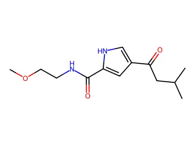 N-(2-methoxyethyl)-4-(3-methylbutanoyl)-1H-pyrrole-2-carboxamide structure