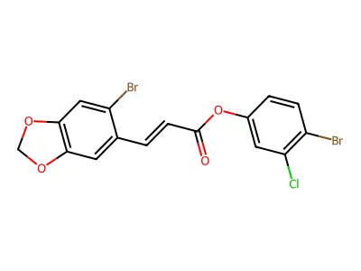 (4-Bromo-3-chlorophenyl) 3-(6-bromo-1,3-benzodioxol-5-yl)prop-2-enoate structure