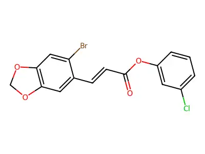 (3-Chlorophenyl) 3-(6-bromo-1,3-benzodioxol-5-yl)prop-2-enoate structure