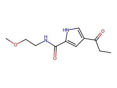 N-(2-methoxyethyl)-4-propanoyl-1H-pyrrole-2-carboxamide structure