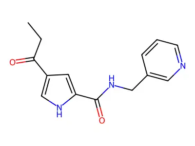 4-propionyl-N-(3-pyridinylmethyl)-1H-pyrrole-2-carboxamide structure