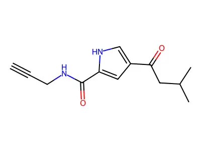 4-(3-methylbutanoyl)-N-(2-propynyl)-1H-pyrrole-2-carboxamide structure