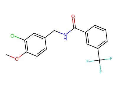 N-[(3-chloro-4-methoxyphenyl)methyl]-3-(trifluoromethyl)benzamide structure