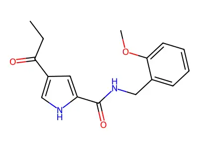 N-[(2-methoxyphenyl)methyl]-4-propanoyl-1H-pyrrole-2-carboxamide structure