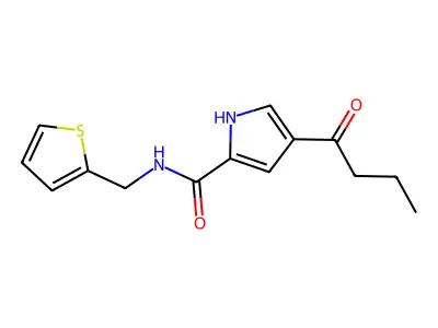 4-butyryl-N-(2-thienylmethyl)-1H-pyrrole-2-carboxamide structure