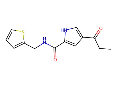 4-propionyl-N-(2-thienylmethyl)-1H-pyrrole-2-carboxamide structure