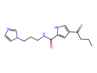 4-butyryl-N-[3-(1H-imidazol-1-yl)propyl]-1H-pyrrole-2-carboxamide structure