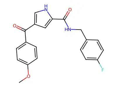 N-(4-fluorobenzyl)-4-(4-methoxybenzoyl)-1H-pyrrole-2-carboxamide structure