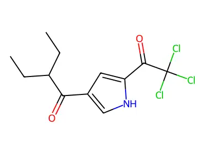 2-ethyl-1-[5-(2,2,2-trichloroacetyl)-1H-pyrrol-3-yl]butan-1-one structure