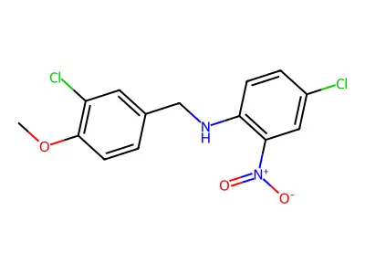 4-chloro-N-[(3-chloro-4-methoxyphenyl)methyl]-2-nitroaniline structure
