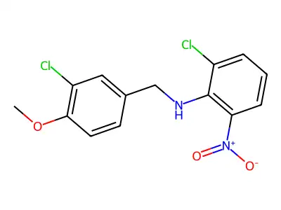 2-chloro-N-[(3-chloro-4-methoxyphenyl)methyl]-6-nitroaniline structure