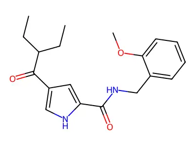 4-(2-ethylbutanoyl)-N-[(2-methoxyphenyl)methyl]-1H-pyrrole-2-carboxamide structure