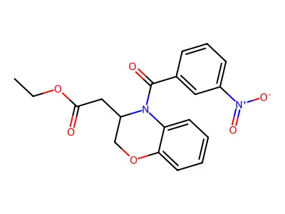 ethyl 2-[4-(3-nitrobenzoyl)-3,4-dihydro-2H-1,4-benzoxazin-3-yl]acetate structure